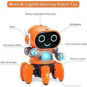 MD Traders Dancing Robot Toy with Music for Kids 3D Flashing Lights & 360 Degree Rotation Toy for Boys and Girls Best Toys Gift for Kids (Bot Robot) Multicolor